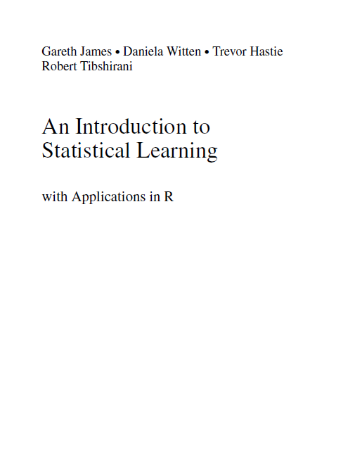 An Introduction to Statistical Learning with Applications in R