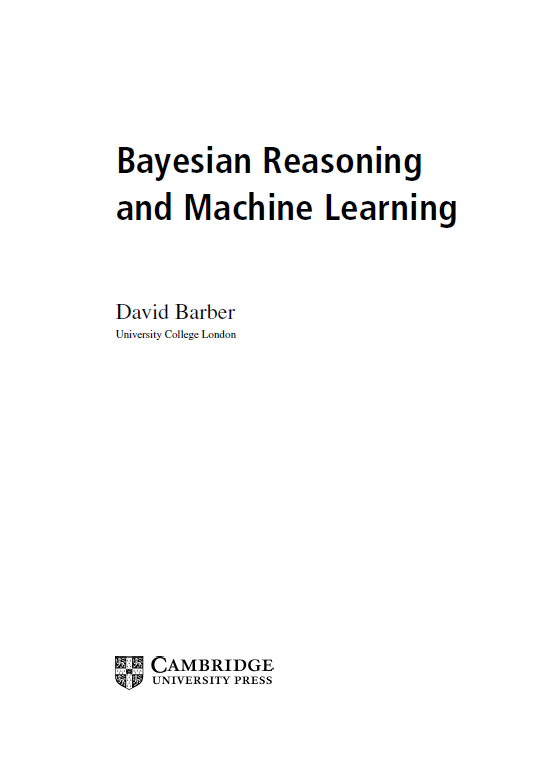 Bayesian Reasoning and Machine Learning